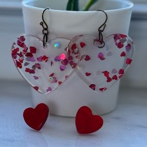 2 Pair Heart Shaped Earrings